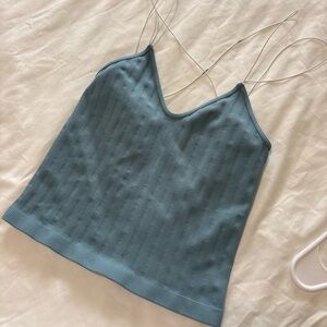 Blue Strappy Tank Top
